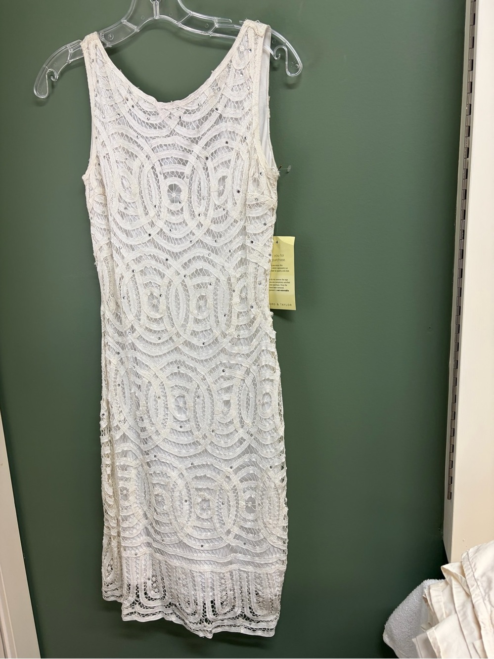 Basix Sleeveless White Lace Midi Dress Size 4